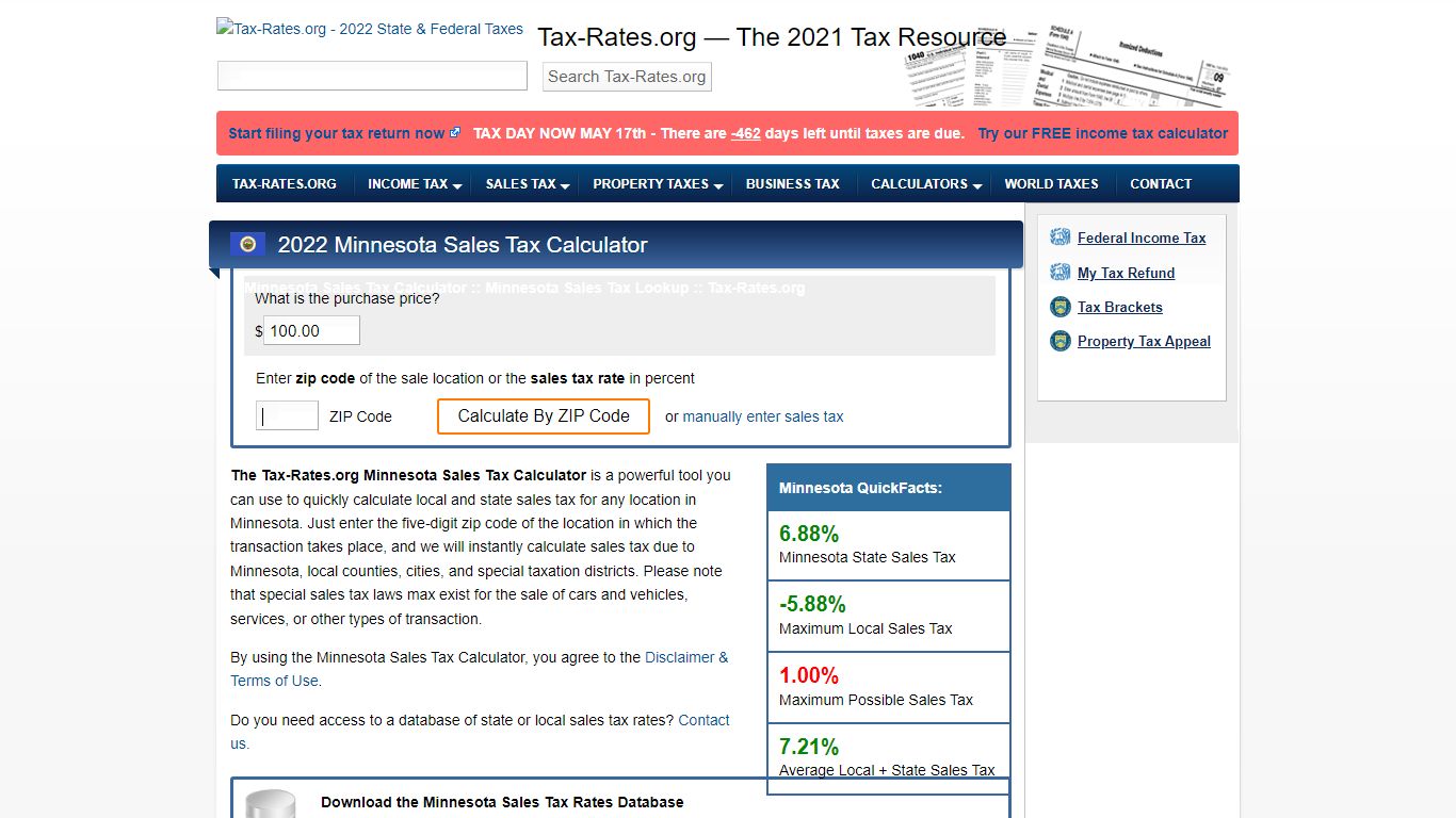 Minnesota Sales Tax Calculator - Tax-Rates.org