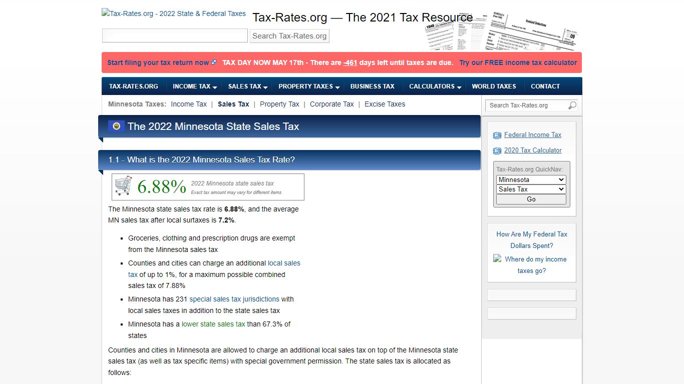Minnesota Sales Tax Rate - 2022